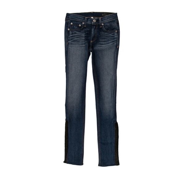 rag & bone Denim - Rag & Bones Leather Trim Justine Crop Denim